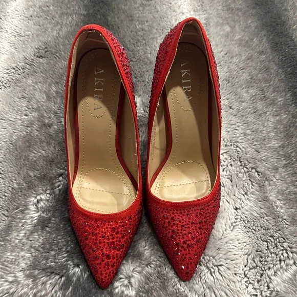 AKIRA Red Rhinestone Heels - Picture 2 of 7